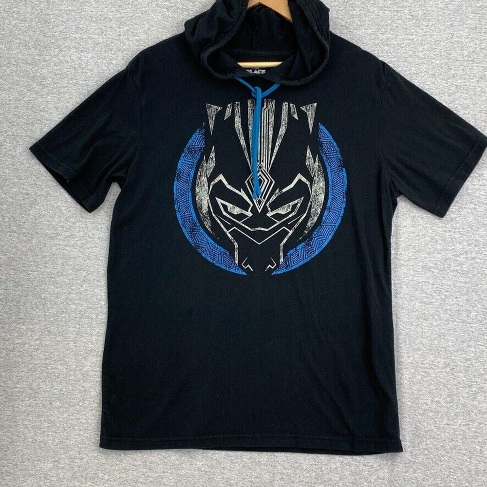 Marvel Shirt Mens Large Black Black Panther Hooded Short Sleeve Adult Tee Cotton
